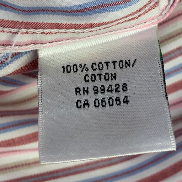 BUGATCHI Size XL White Multi Color Stripe Cotton Spread Collar Long Sleeve Shirt - Picture 7 of 8